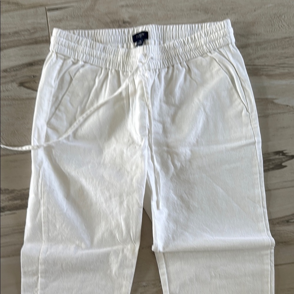 J Crew White Linen Capri Pants 4